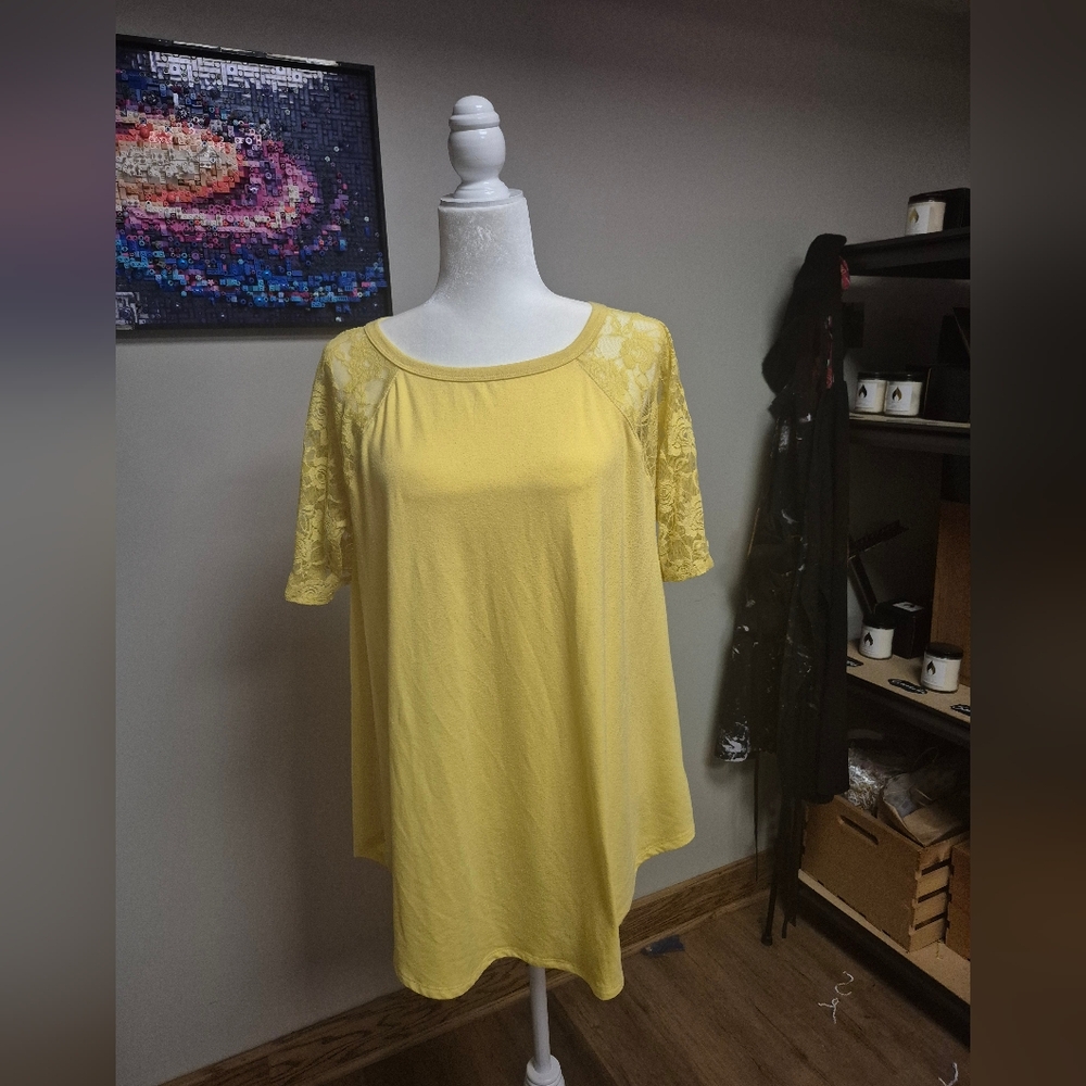 Women's Yellow Lace Sleeve Blouse